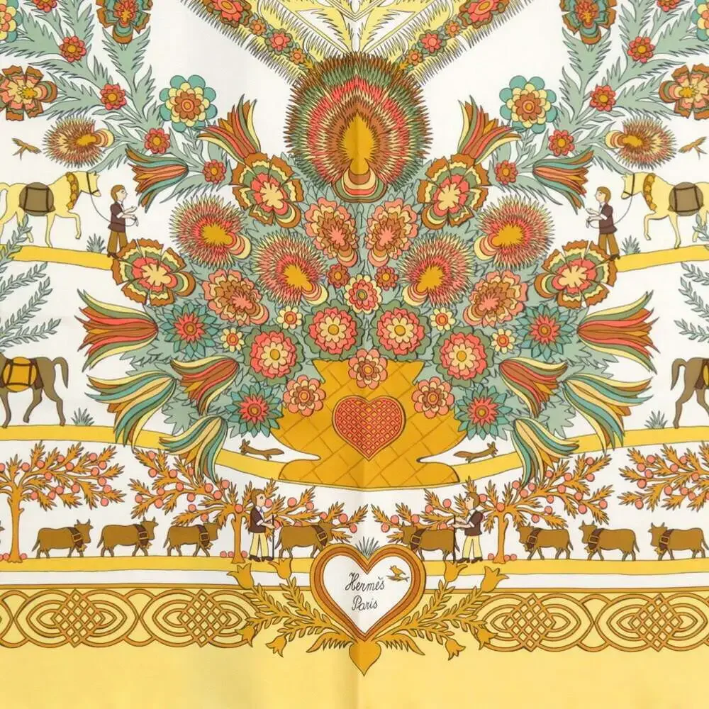HERMES Authentic Black Silk Scarf